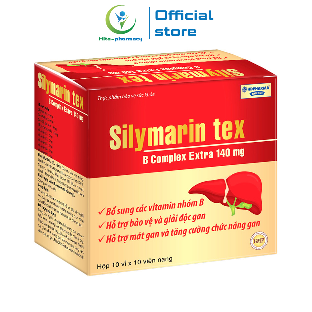 Viên uống bổ gan thảo dược Silymarin Tex giúp mát gan, giải độc gan, tăng cường chức năng gan - Hộp 100 viên