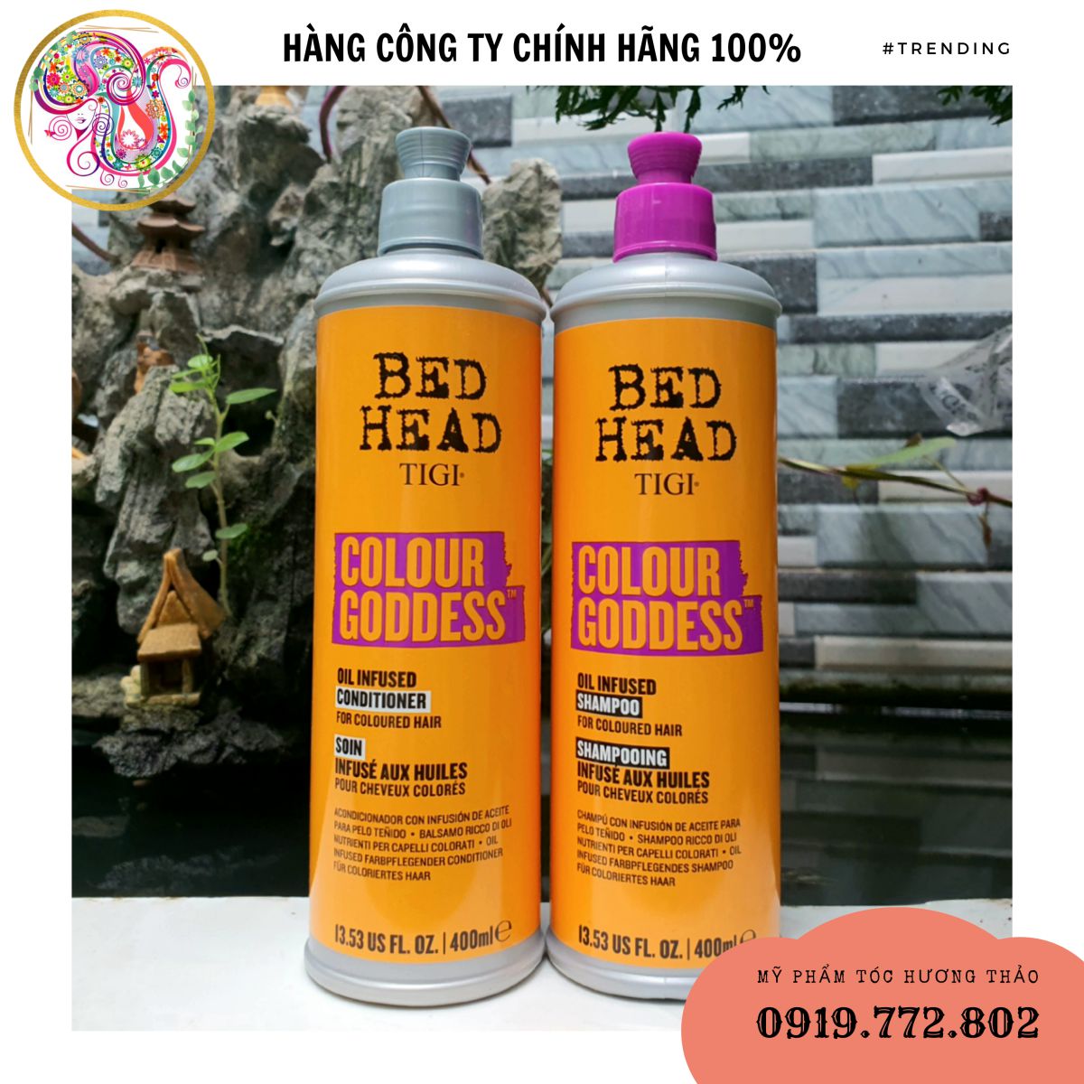 Cặp dầu gội xả dưỡng màu tóc nhuộm tigi bed head colour goddess 400ml*2