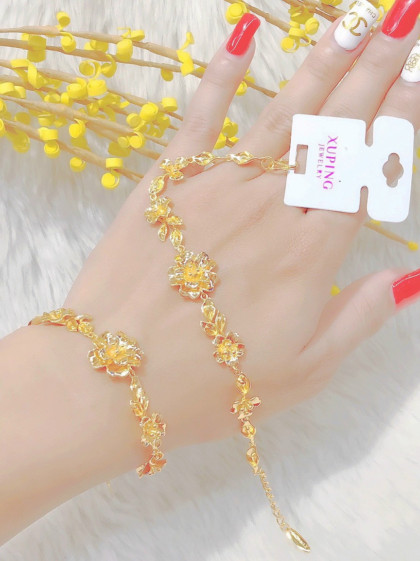 Lắc Tay Nữ ( Free Size ) Hoa Mai Vàng Mạ Vàng 24 K 080R0203   - Hàng đẹp hơn trong hình, bền màu theo thời gian - Mang đi chơi, đi tiệc rất đẹp - thời trang đẹp, vòng tay đẹp, lắc tay đẹp