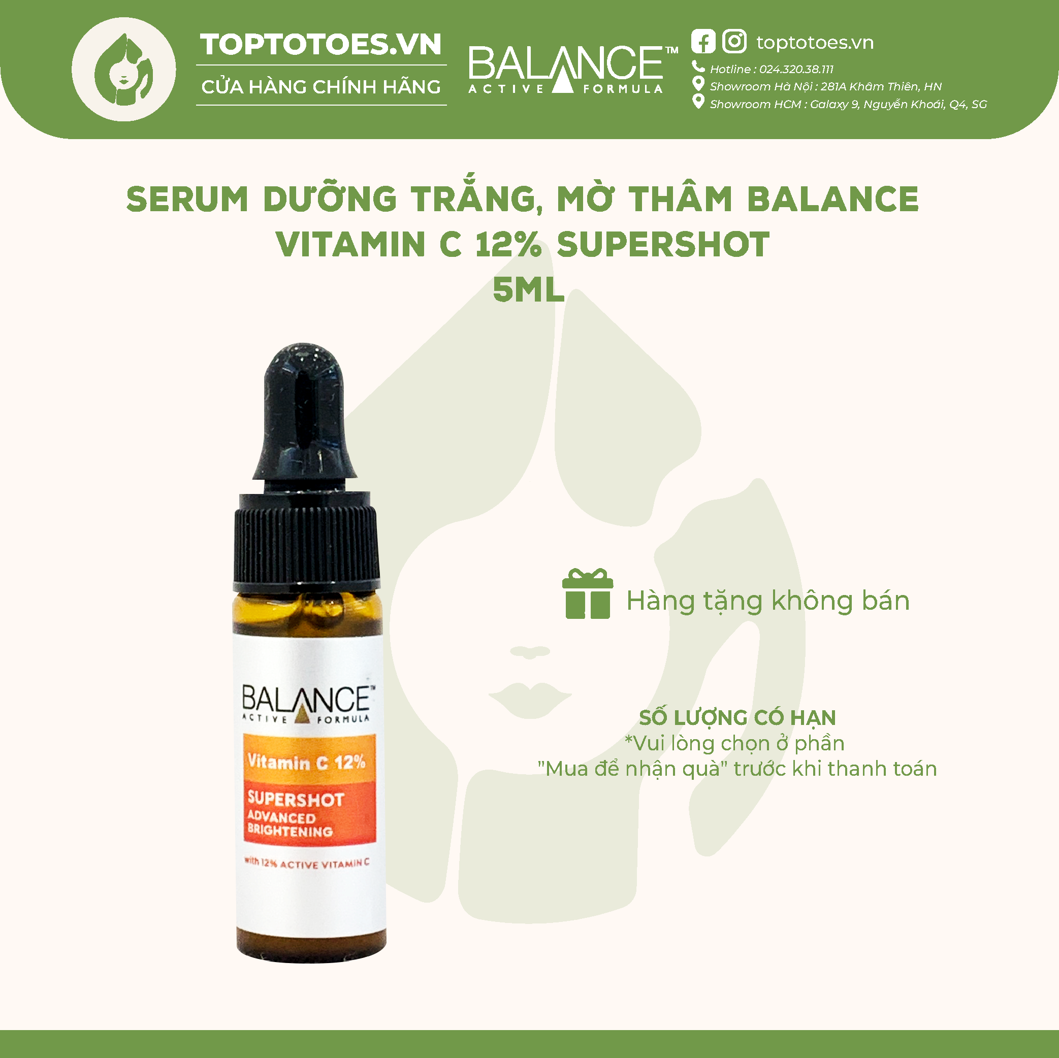 Serum Balance Vitamin C 12% Supershot dưỡng trắng, mờ thâm 5ml