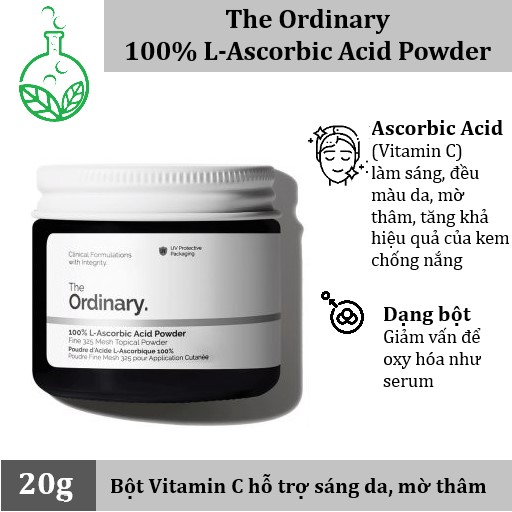 Bột Vitamin C hỗ trợ sáng da, mờ thâm The Ordinary 100% L Ascorbic Acid Powder