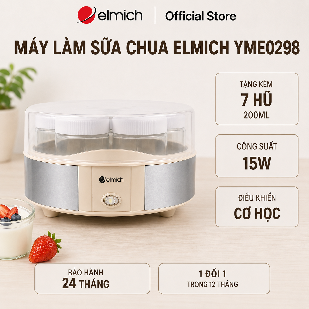 (SALE 8.8)Máy làm sữa chua Elmich YME0298