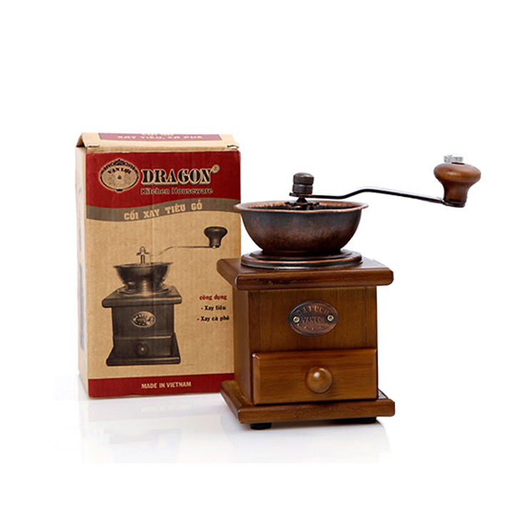 Cối xay tiêu, cafe, đậu gỗ có trục quay độc đáo