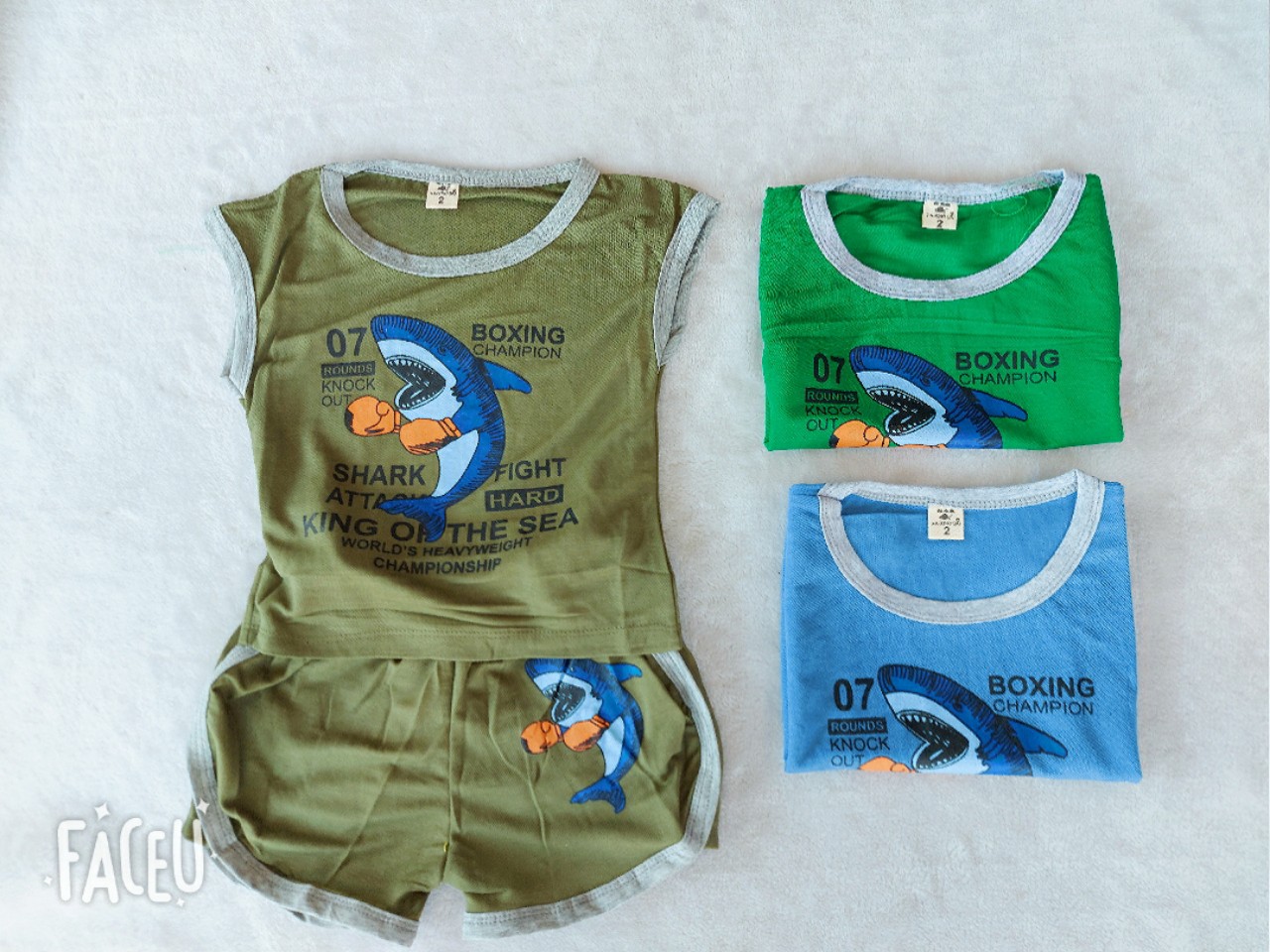 [HCM]GIÁ SIÊU RẺ quần áo trẻ em bộ cá mập vải đũi mềm mát dễ chịu cho bé mặc hè cực xinh size 9-22kg