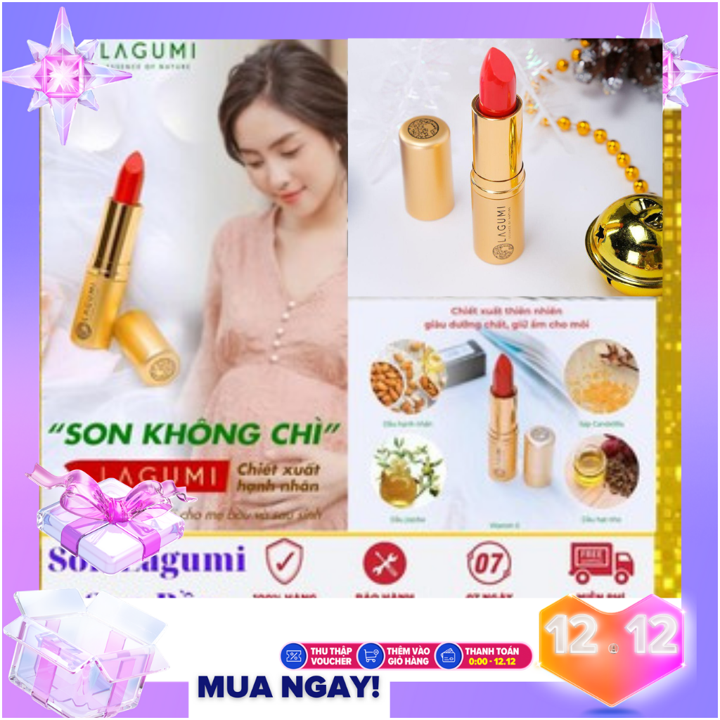 [HCM]Son Hạnh Nhân Cao Cấp Lagumi Son Không Chì Cho Mẹ Bầu Lagumi  Son Cho Mẹ Bầu Lagumi Son Lagumi chinh hang