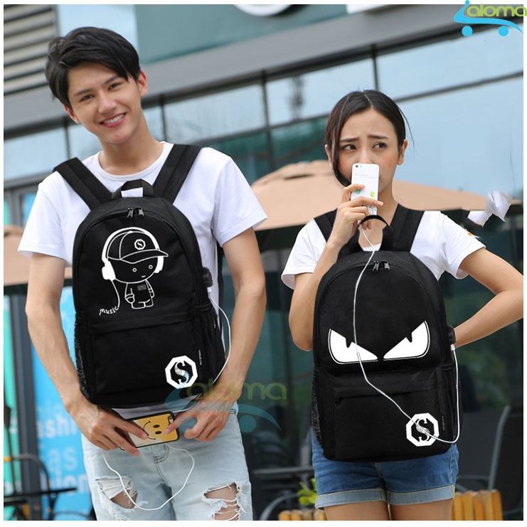 Balo phát quang đựng laptop siêu rộng SENKEY One Piece Luffy hấp thu ban ngày và phát sáng khi trời tối