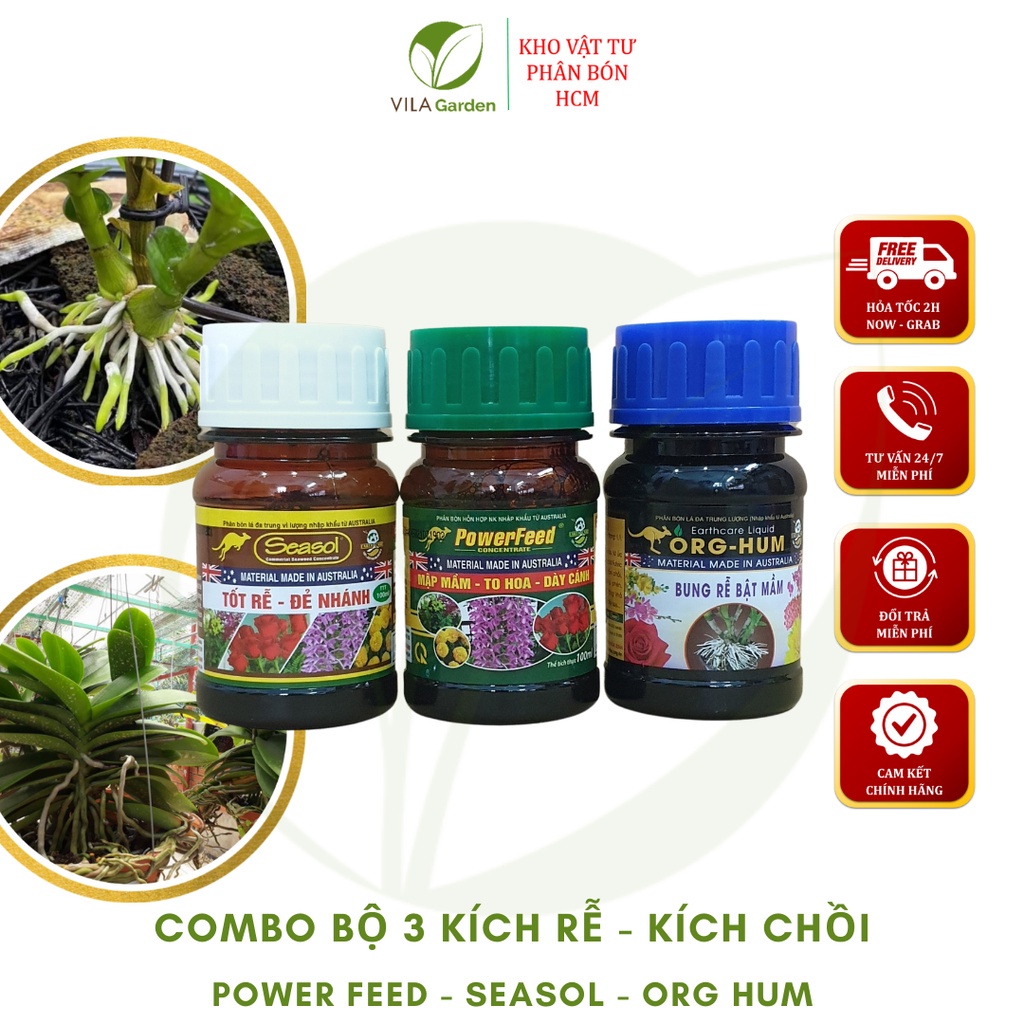Combo bộ ba kích rễ - kích chồi powerfeed_seasol _org-hum 100ml