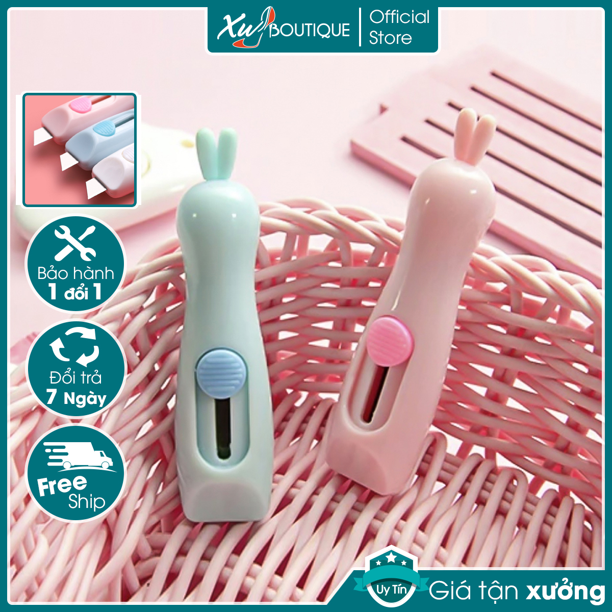 Dao Rọc Giấy, Cắt Giấy Hình Tai Thỏ Mini Văn Phòng Phẩm Tiện Lợi Nhỏ Gọn An Toàn