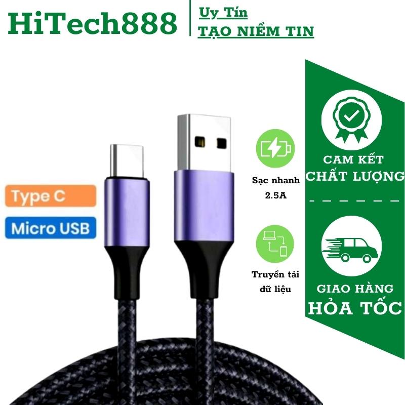 Dây cáp sạc nhanh Micro USB và Type C 2A , dây sạc dành cho các dòng điện thoại Xiaomi Samsung Huawei Oppo Vivo