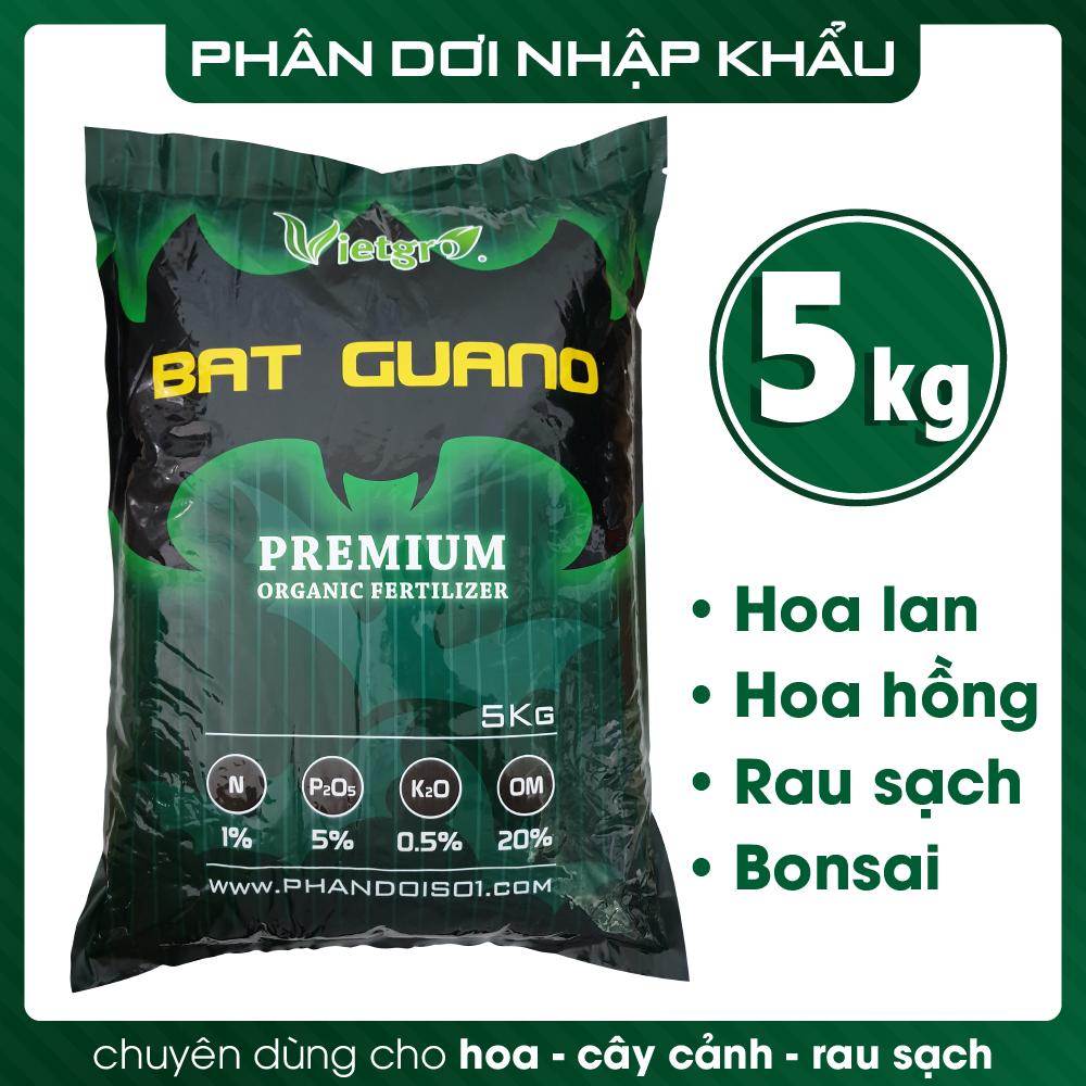 Phân Dơi Hữu Cơ BAT GUANO - Túi 5kg | Phân bón chuyên dùng cho hoa lan, hoa hồng, rau màu, bonsai, cây cảnh...
