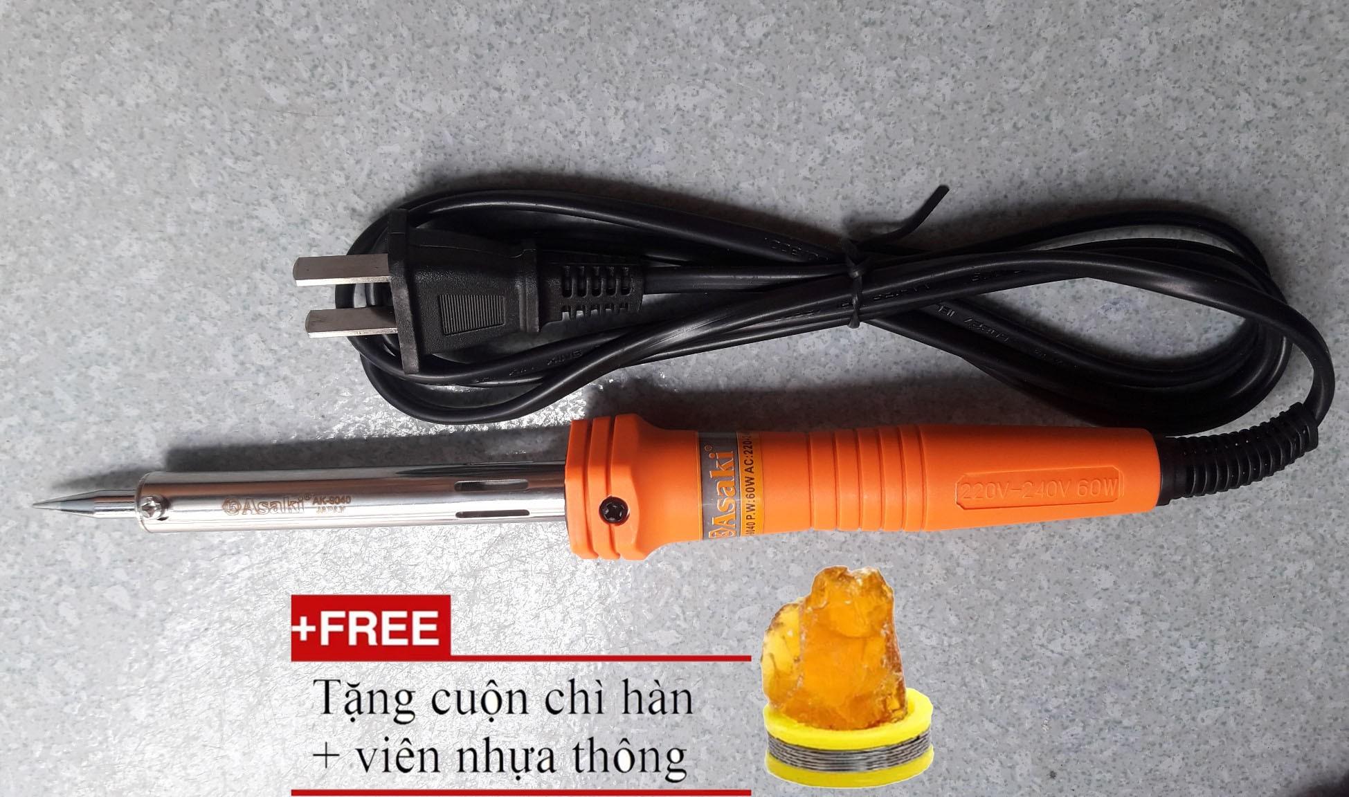60w mỏ hàn chì asaki ak-9040 tặng chì và nhựa thông