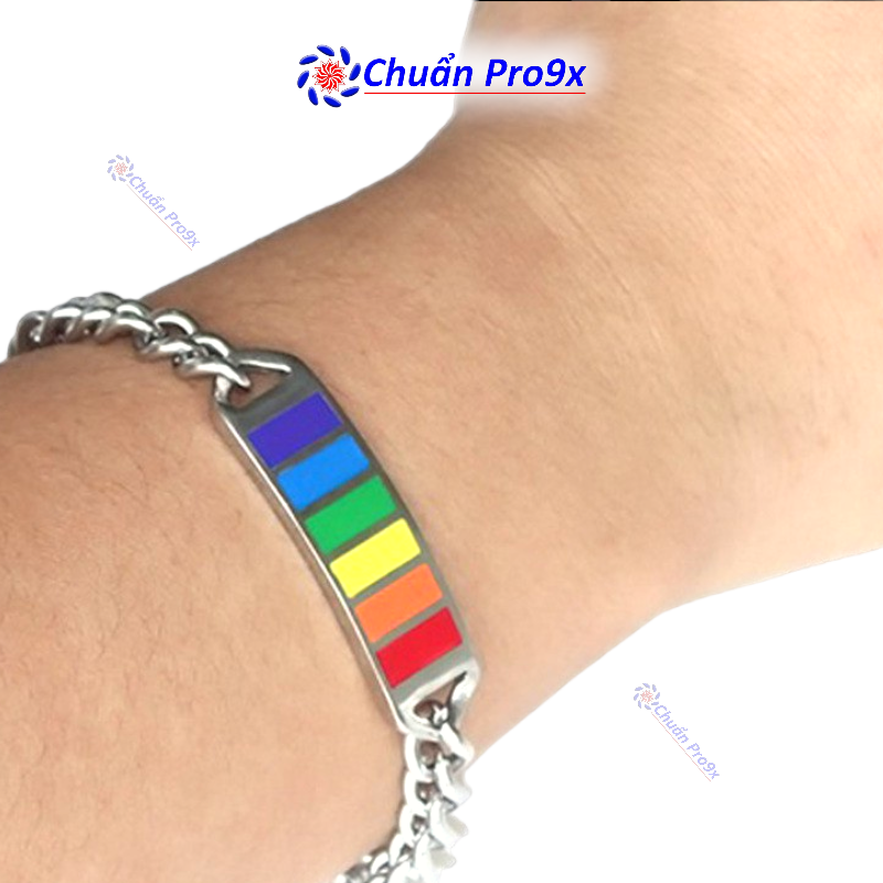 Vòng tay LGBT bằng thép không gỉ cầu vồng lục sắc