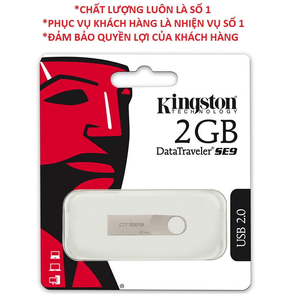 Usb 2GB Kingston se9  thiết kế nhỏ gọn, vỏ kim loại, chống nước  Usb 2GB Kingston se9
