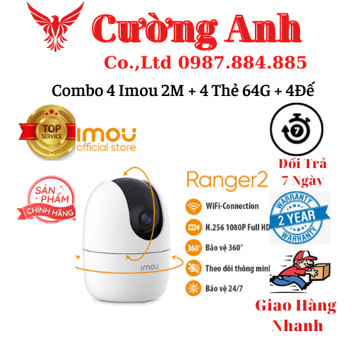 Combo 4 camera imou a2 full hd 1080p kèm 4 thẻ 64g và 4 đế treo bh 24 tháng