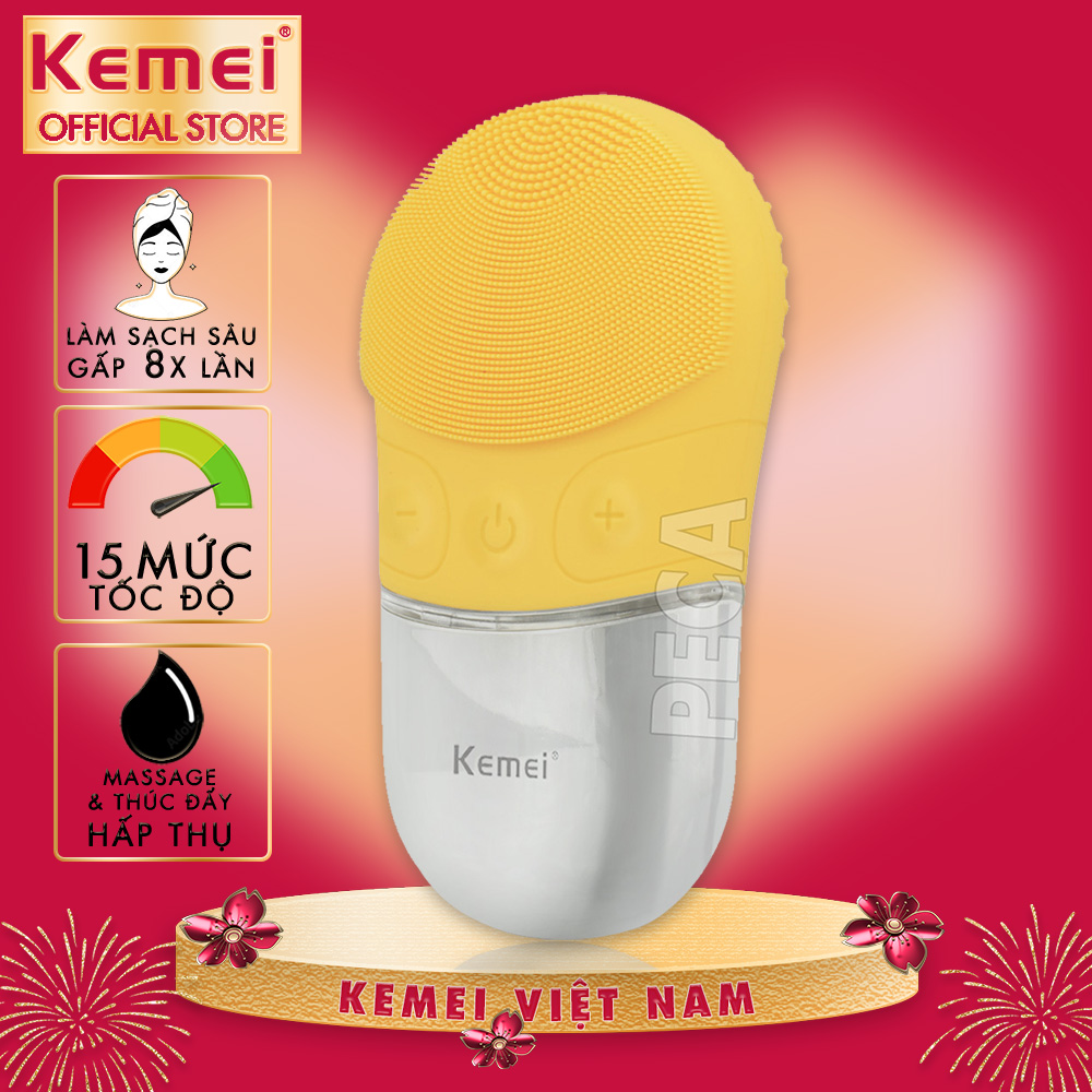 [ THANH LÝ NEW ] Máy rửa mặt Kemei KM-1070 làm sạch sâu lỗ chân lông với 15 mức điều chỉnh, 2 mặt rửa và massage giúpda dễ hấp thụ dưỡng chất