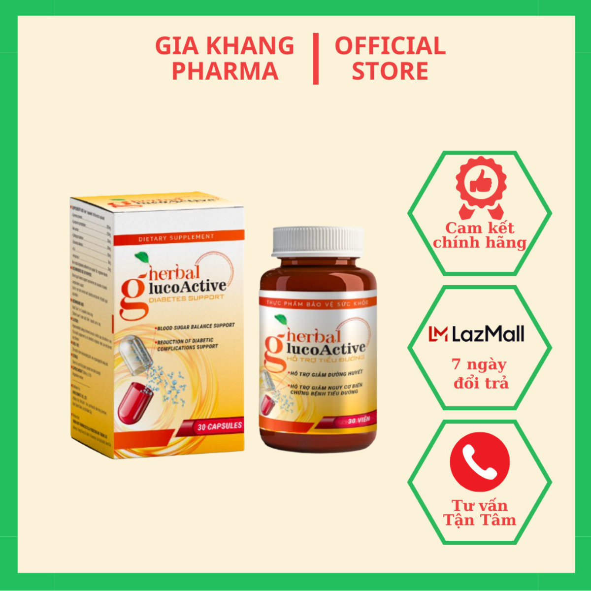 Viên Uống Herbal Glucoactive Hỗ Trợ Ổn Định Đường Huyết Giảm Tiểu Đường Phòng Ngừa Đột Quỵ Hiệu Quả