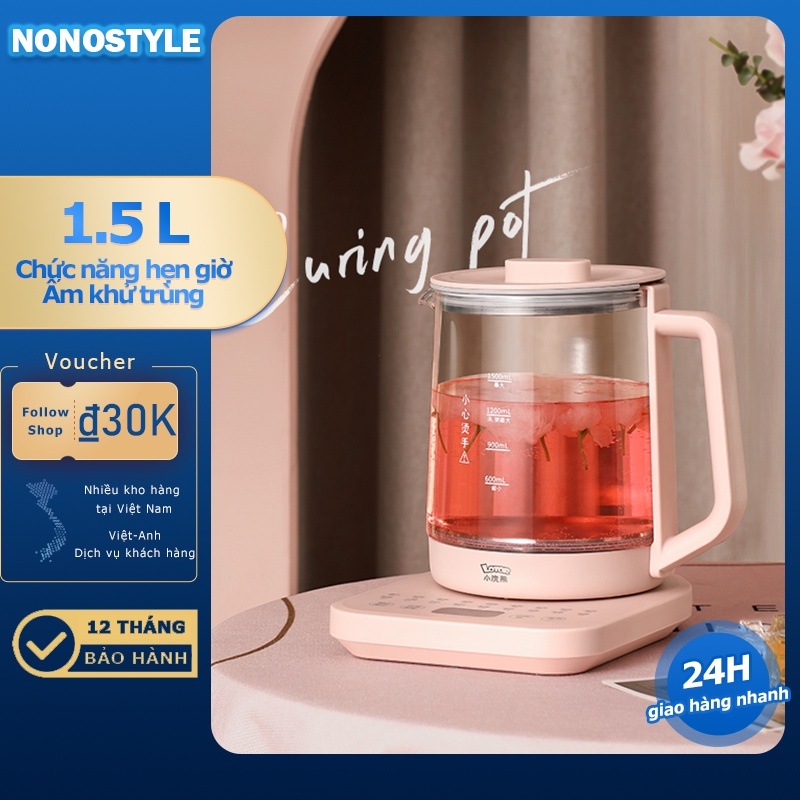 Ấm đun pha trà lotor h16 ấm thủy tinh đun siêu tốc bình đun nước thủy tinh đa năng sức khỏe đun pha trà nấu cháo
