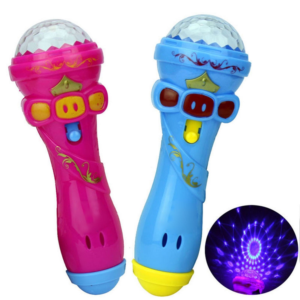 【CW】 Microphone Shape Glowing Toy Hot Funny Lighting Wireless Model Gift Music Karaoke 2017 Cute Mini Colorful Projection
