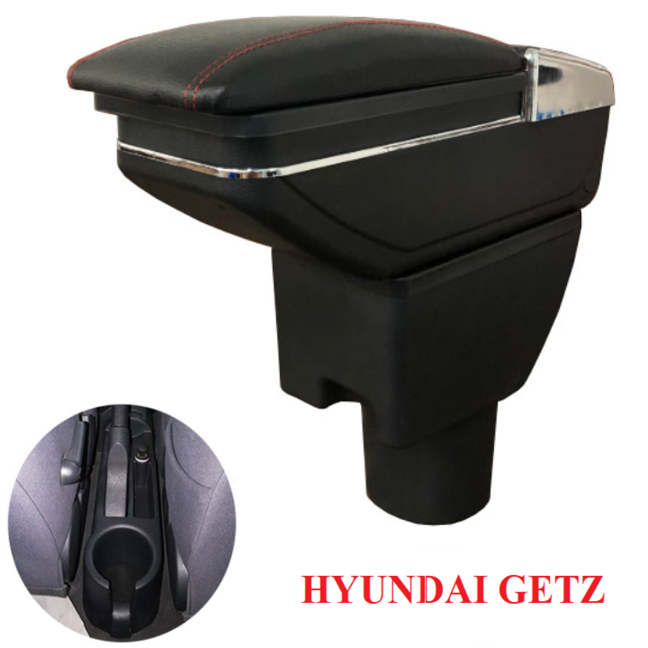 Hộp tỳ tay ô tô, xe hơi Hyundai Getz cao cấp JDZX-GTZ (Màu đen chỉ đỏ)