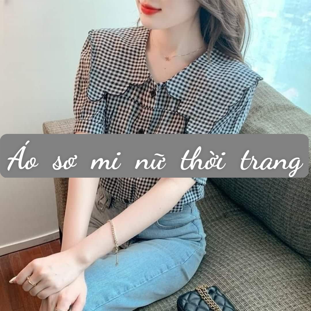 Áo sơ mi nữ MiuMiu kẻ Caro phong cách Nhật