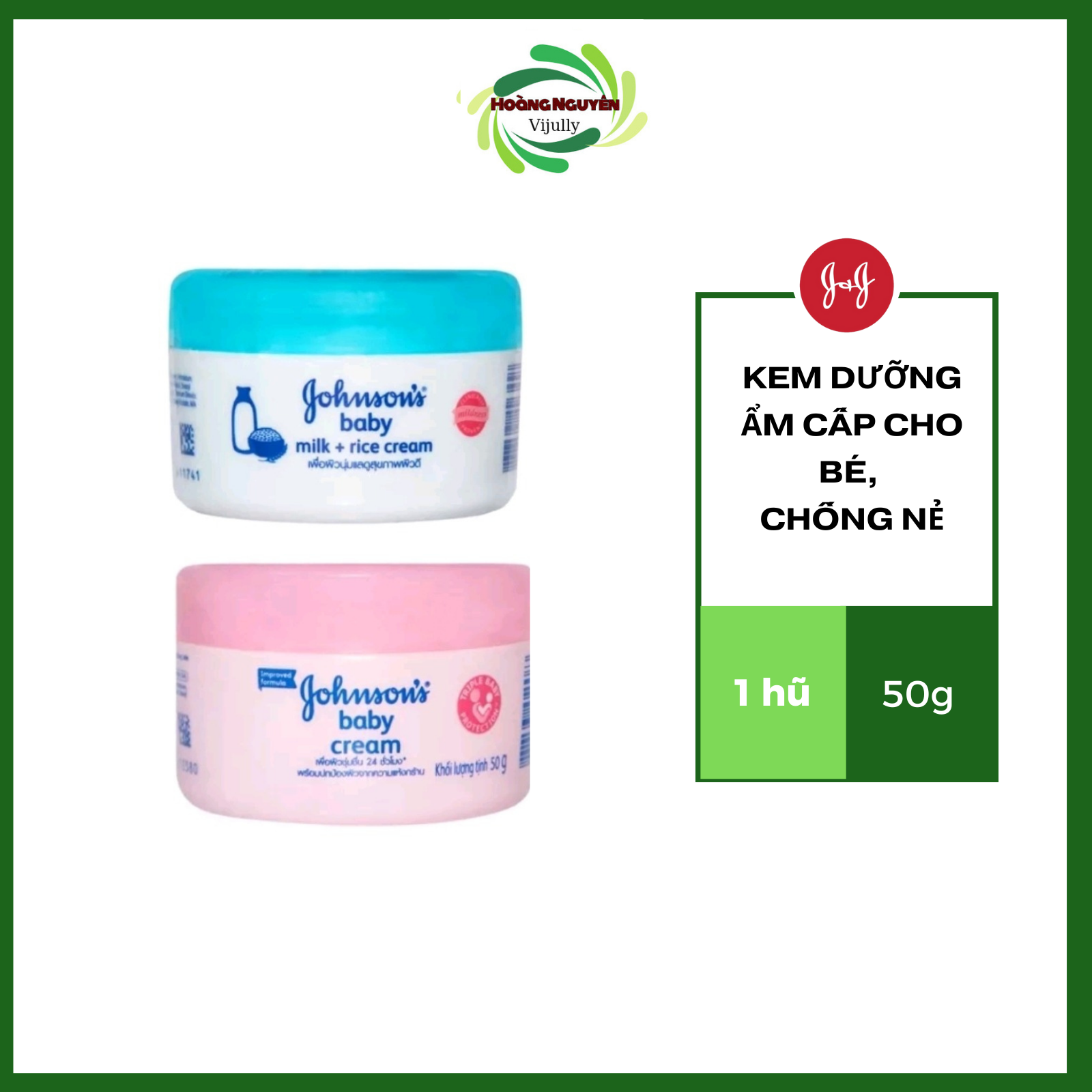 Kem dưỡng ẩm cho bé Johnson's Baby Milk Cream 50g