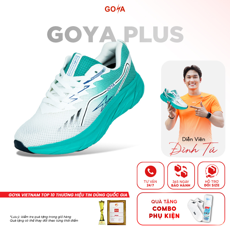 Nhập LAZSOCIAL10 | Giảm 20% đơn 199k Giày thể thao chạy bộ nam nữ Goya Plus phiên bản mới năm 2025 đế xanh