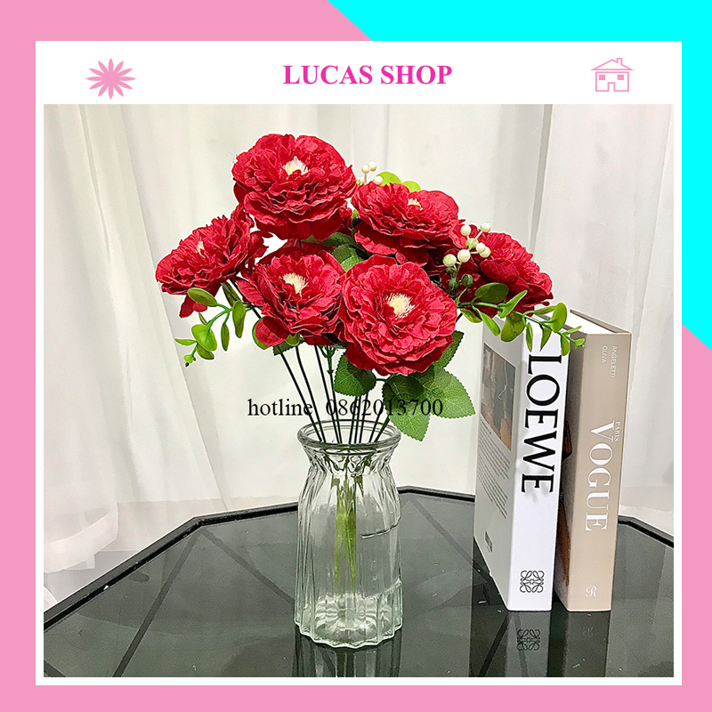 Hoa trà tràm 60cm cành 8 bông trang trí bền đẹp, decor siêu xinh