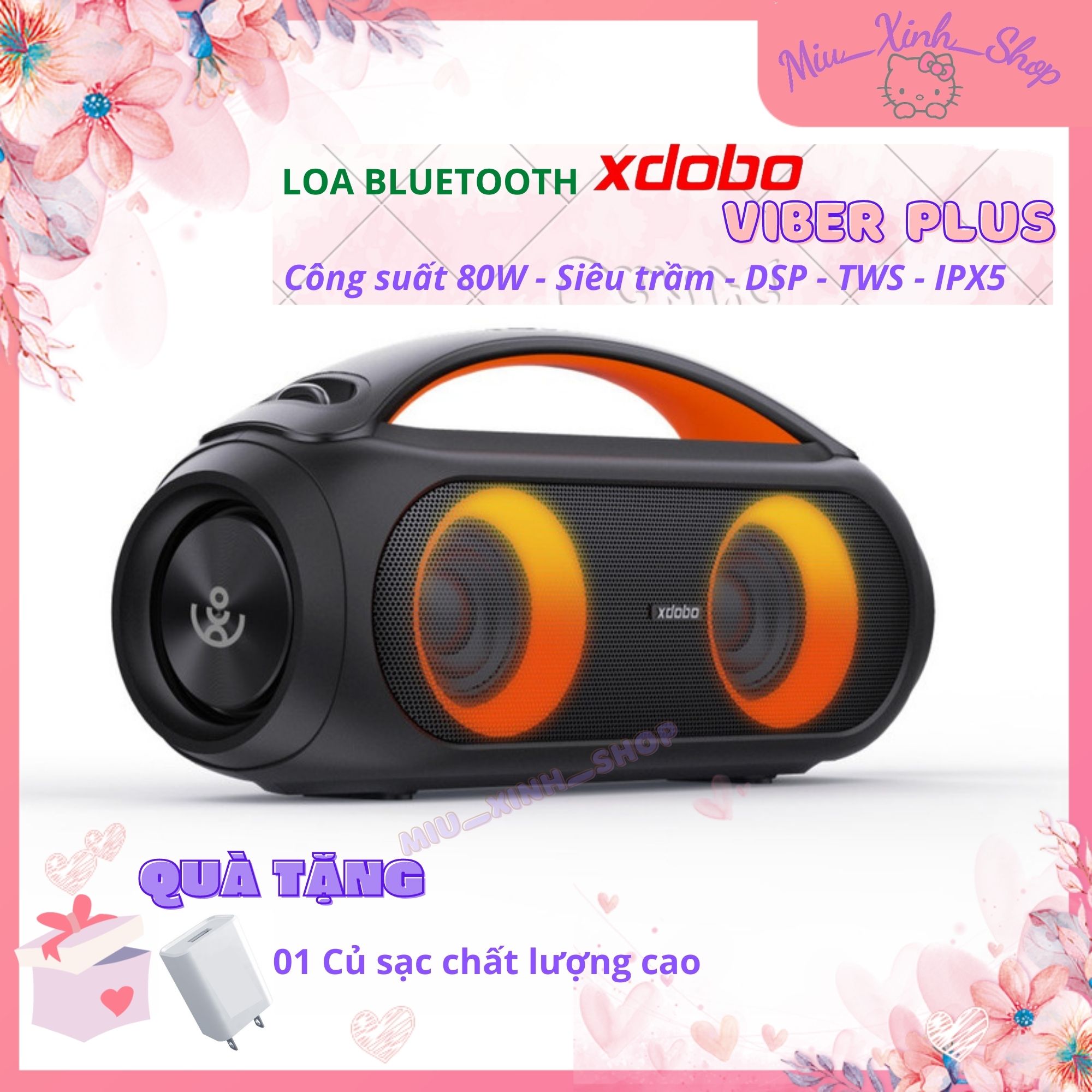  ★Chính hãng★ Loa Bluetooth ngoài trời Xdobo Vibe Plus Công suất 80W Siêu Trầm Hay hơn Tronsmart bang - DSP - TWS - chống nước IPX5 