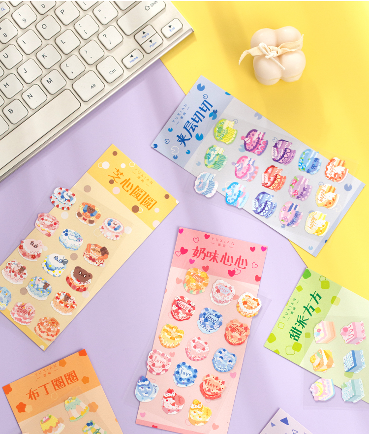 1 tờ sticker bánh kem nhiều loại