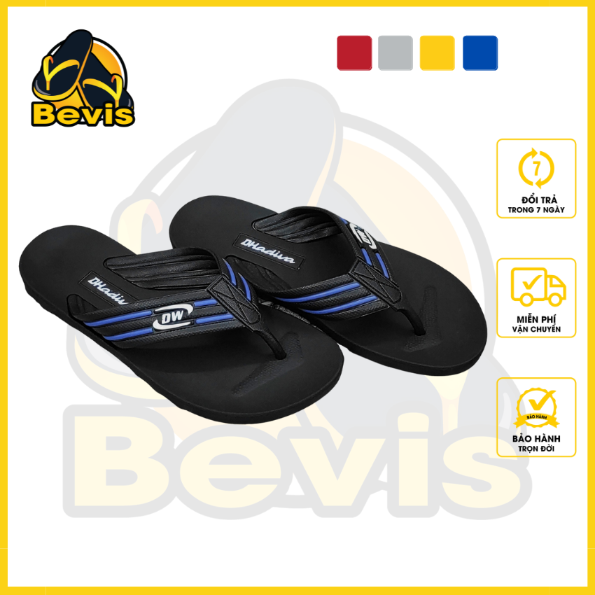 [Hoàn Tiền 15%] Dép nam xỏ ngón tông lào bevis - quai kẹp phối màu kẻ sọc cực đẹp - đế chất liệu EVA siêu nhẹ bền bỉ BE172-4 (Xanh Dương)