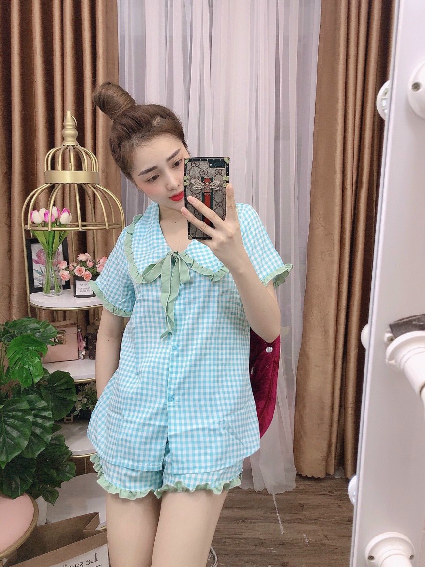 Sét áo caro & quần ở nhà siêu xinh