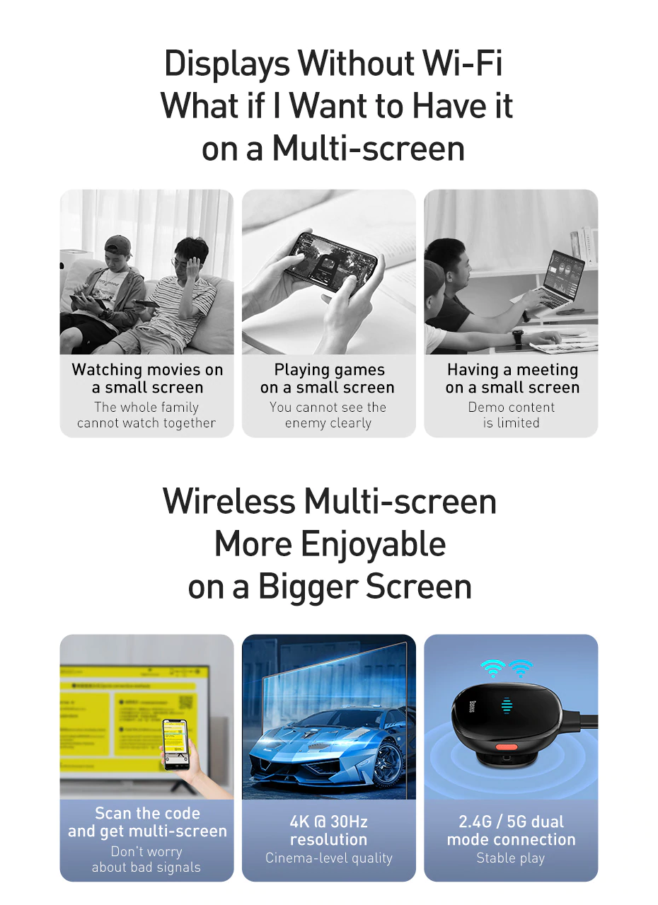 Bộ truyền hình ảnh qua HDMI không dây Baseus Meteorite Shimmer Wireless Display Adapter cho Smartphone/ iPad/ Macbook (4K/30Hz,Miror/ Multi-Screen Dual Mode, Support Apple Airplay) 7 36d09db4e33881904f536b167c55e2e4