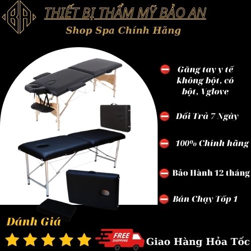 Giường xếp vali phun xăm chân gỗ spa, nối mi phun xăm tatoo, giường massage gấp gọn. dùng cho thẩm mỹ.
