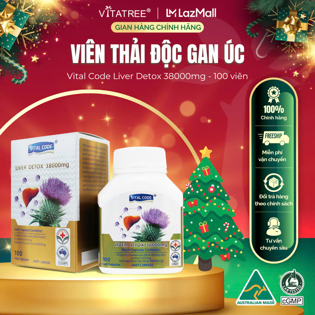 Viên uống thải độc gan Vitatree Vital Code Liver Detox 38000mg hộp 100 viên