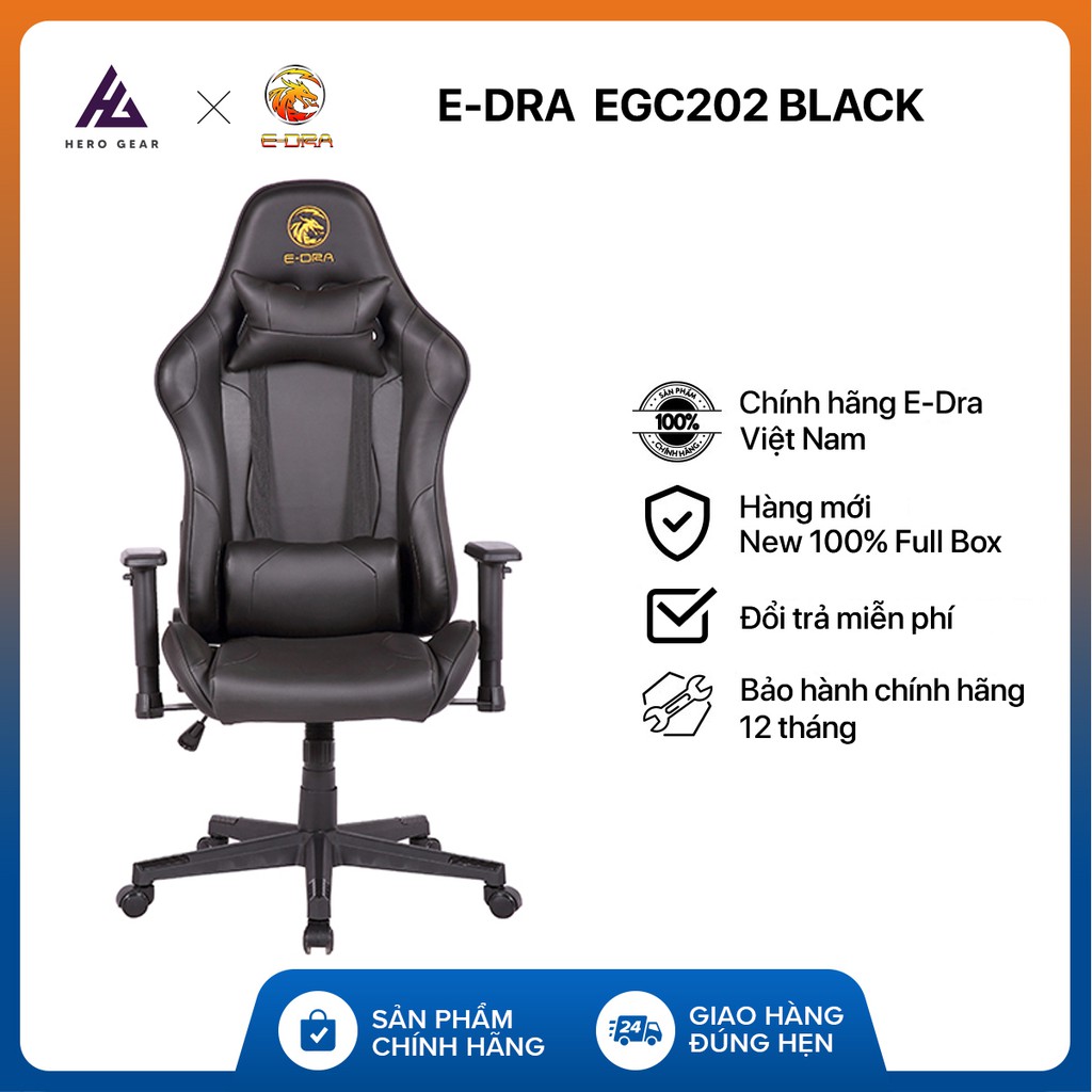 Ghế gaming e-dra mars egc202 black - ghế chơi game cao cấp - bọc da cao cấp pu - bảo hành 12 tháng