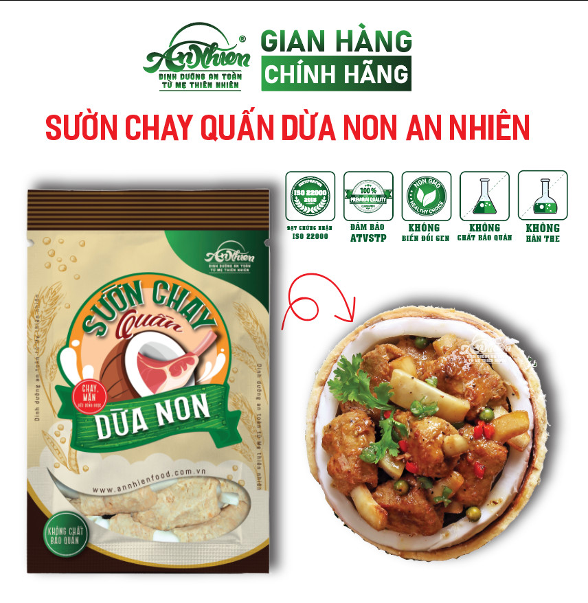 Sườn chay quấn dừa non an nhiên 500g thuần chay healthy, đồ ăn chay