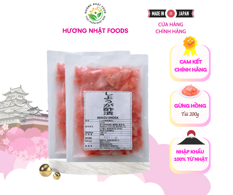 Gừng hồng amazu shoga gari pink 200g - ăn kèm sushi, sashimi