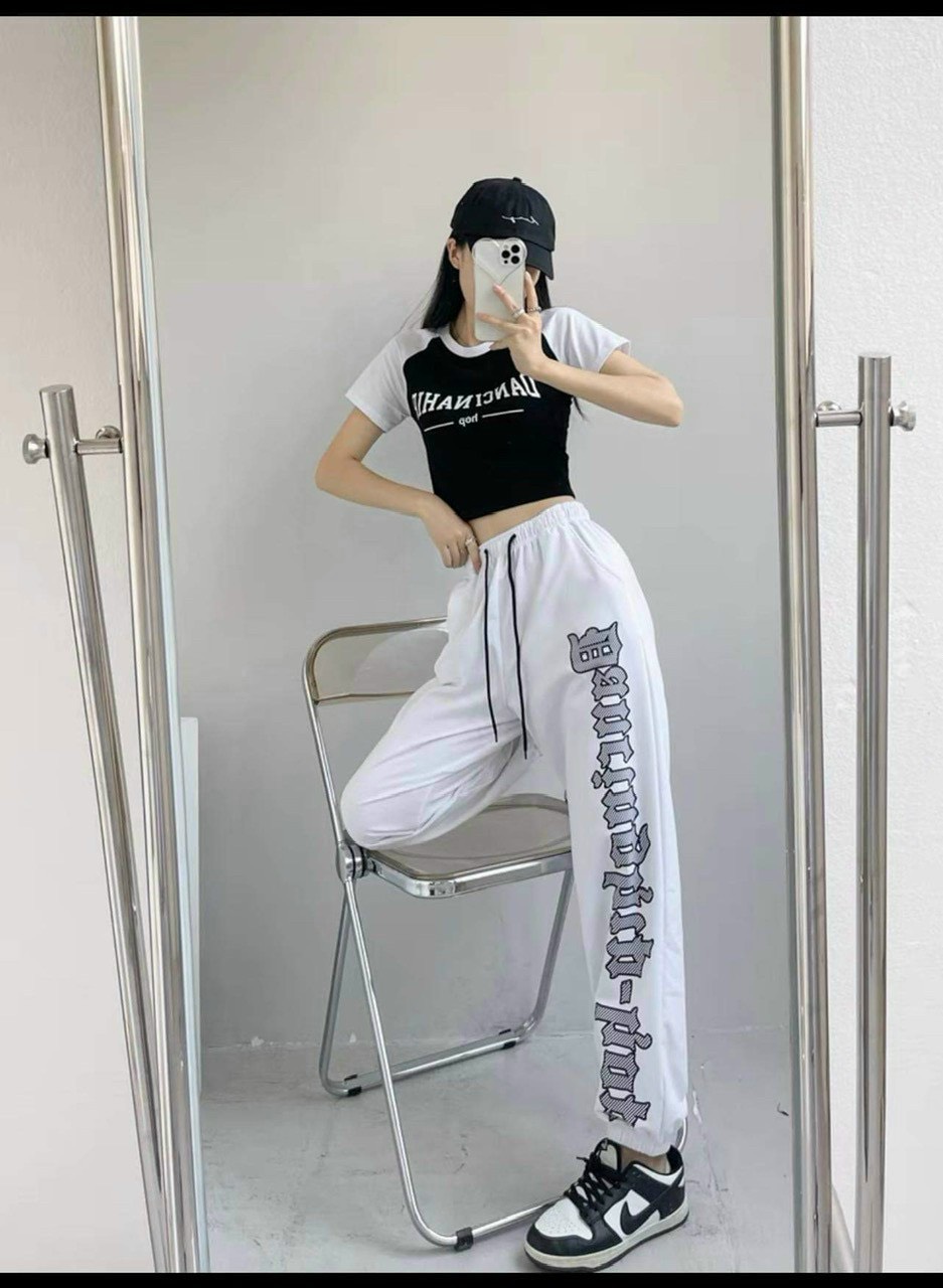 Quần Jogger Thun Nỉ Hình In Chữ Graffiti Cực Chất