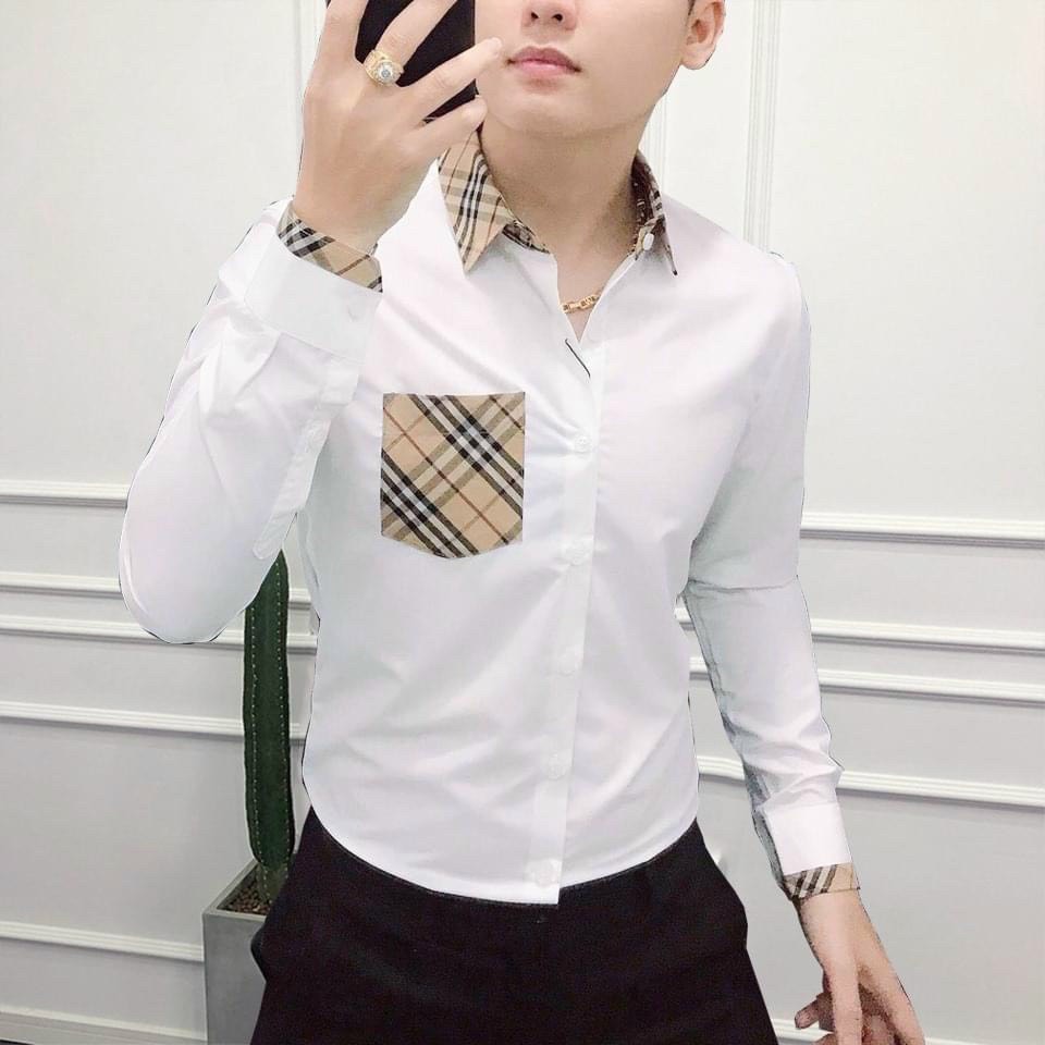 Áo sơmi nam phối caro cực HOT, áo sơmi mẫu mới hàng bán chạy, áo sơmi nam dài tay, áo sơmi thời trang nam cá tính