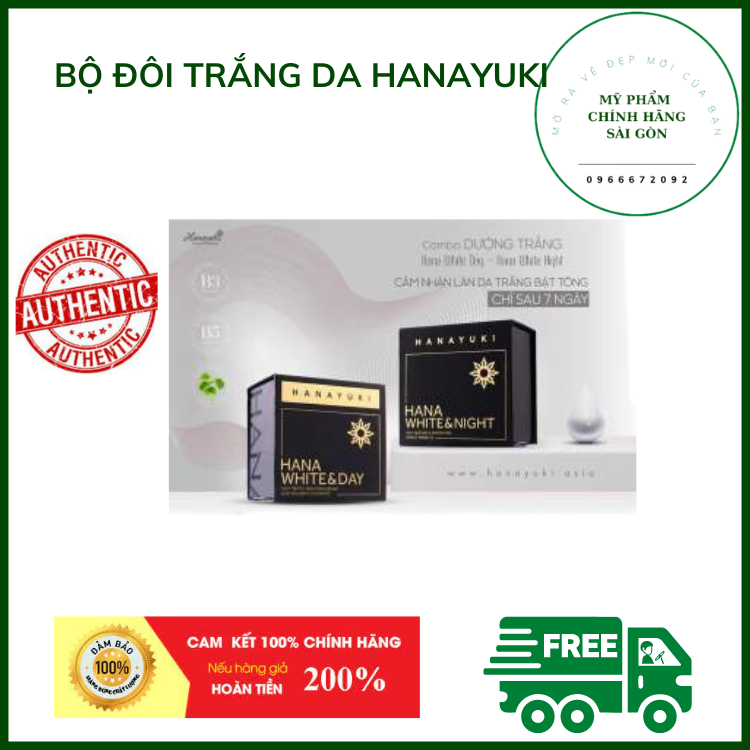 Bộ đôi kem ngày trắng da chống nắng ngày và Kem đêm dưỡng trắng chống laõ hoá tái tạo da - Chính hãng Hanayuki