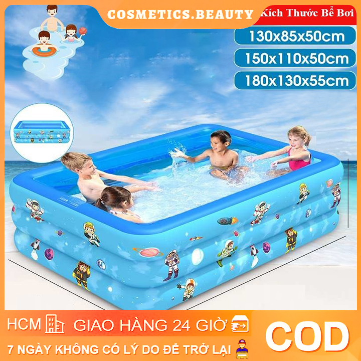 Bể bơi, phao bơi hình chữ nhật cao cấp đủ kích thước 1.5m 1.8m bể bơi summer hình chữ nhật nhiều kích cỡ bể bơi cho bé, bể bơi gia đình