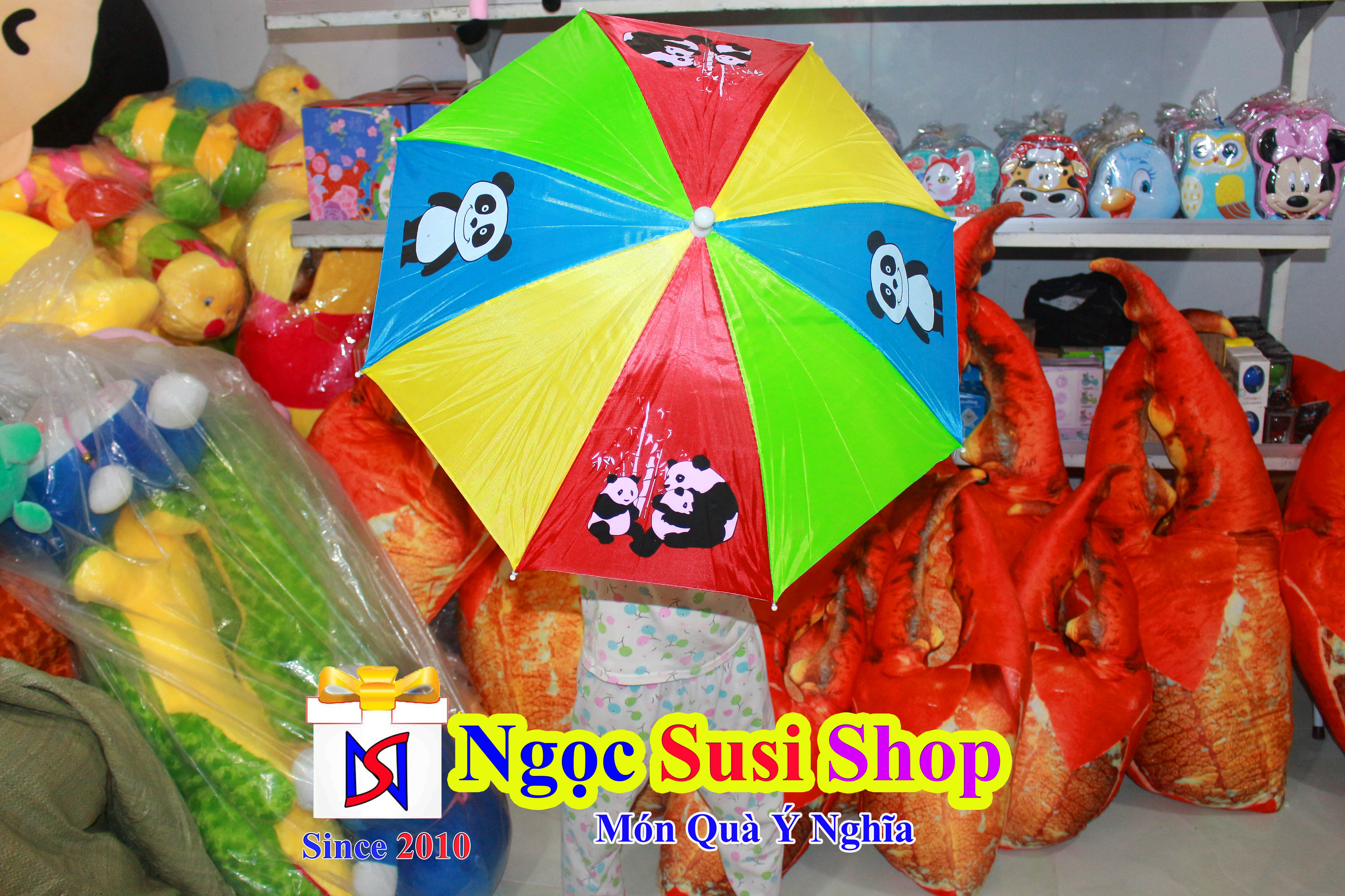 Cây Dù Gấu Trúc Nhiều Màu Cho Bé Siêu Cute