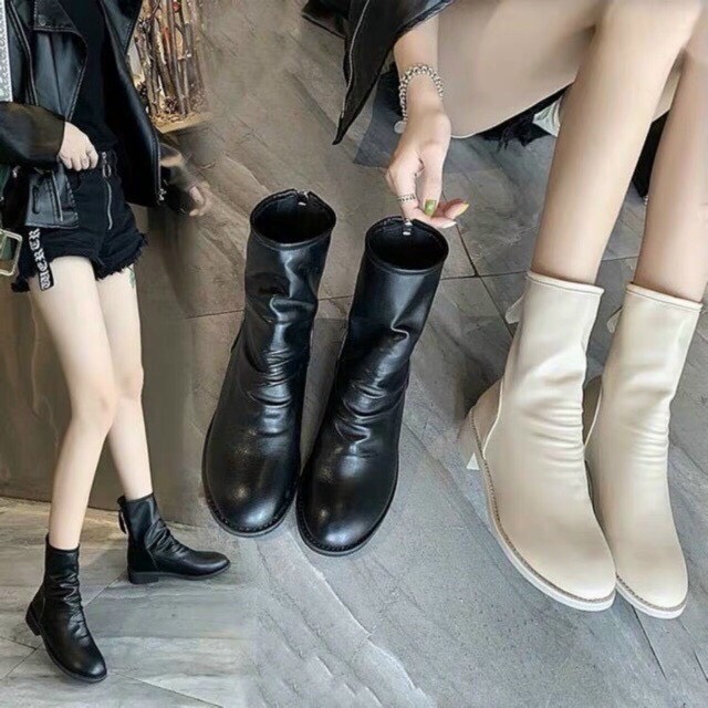 FREE SHIP bốt nữ cổ cao da nhăn đủ 3 màu mẫu hot 2020