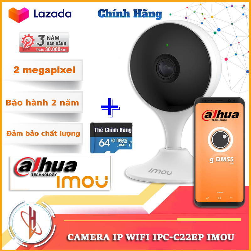 (KÈM THẺ 64GB XỊNBẢO HÀNH 3 NĂM) Camera ip wifi IMOU C22EP 2.0 mpx  độ phân giải FULL HD 1920 X 1080P siêu sắc nét camera không dây đàm thoại 2 chiều  camera mini chân đế nam châm  camera xem đêm .