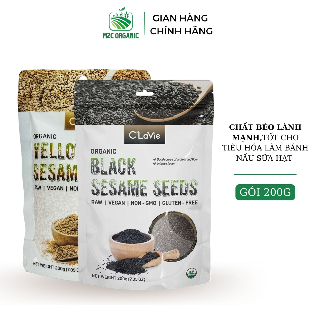 Mè đen,mè vàng hữu cơ C'lavie gói 200g làm bánh ,nấu sữa hạt,cho bé ăn dặm