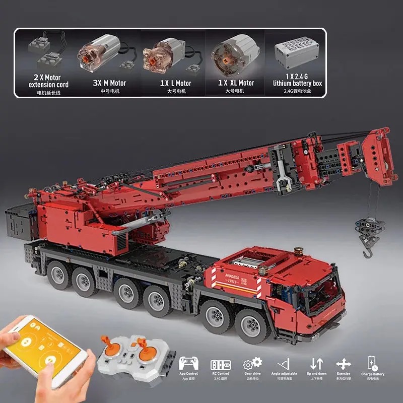 Đồ chơi lắp ráp xe cần cẩu di động gmk crane mould king 17013 - điều khiển từ xa