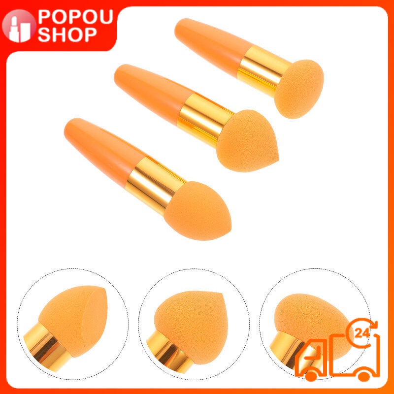 POPOUSHOP 3 Pcs Applicator Little Mushroom Makeup Pen Blender Sponge Set Brush Blending Sponges Beauty Travel Miss Mini Foundation