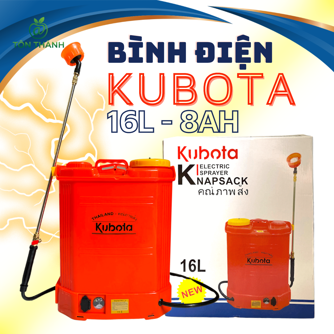 Bình xịt điện kubota 16l 1 bơm 12v8ah công nghệ thái chuyên phun t.h.u.ố.c tưới cây khử khuẩn