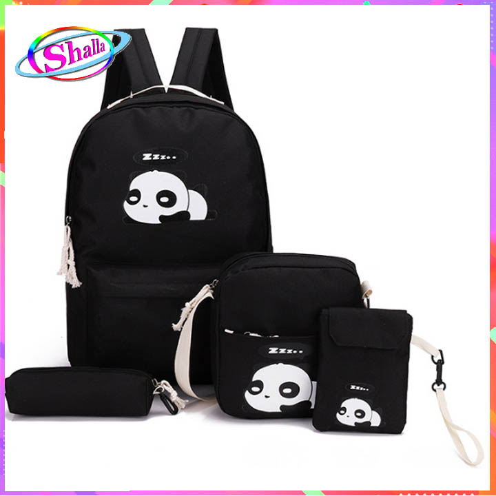 Balo nữ set bộ 4 túi hình gấu trúc dể thương R77 Shalla