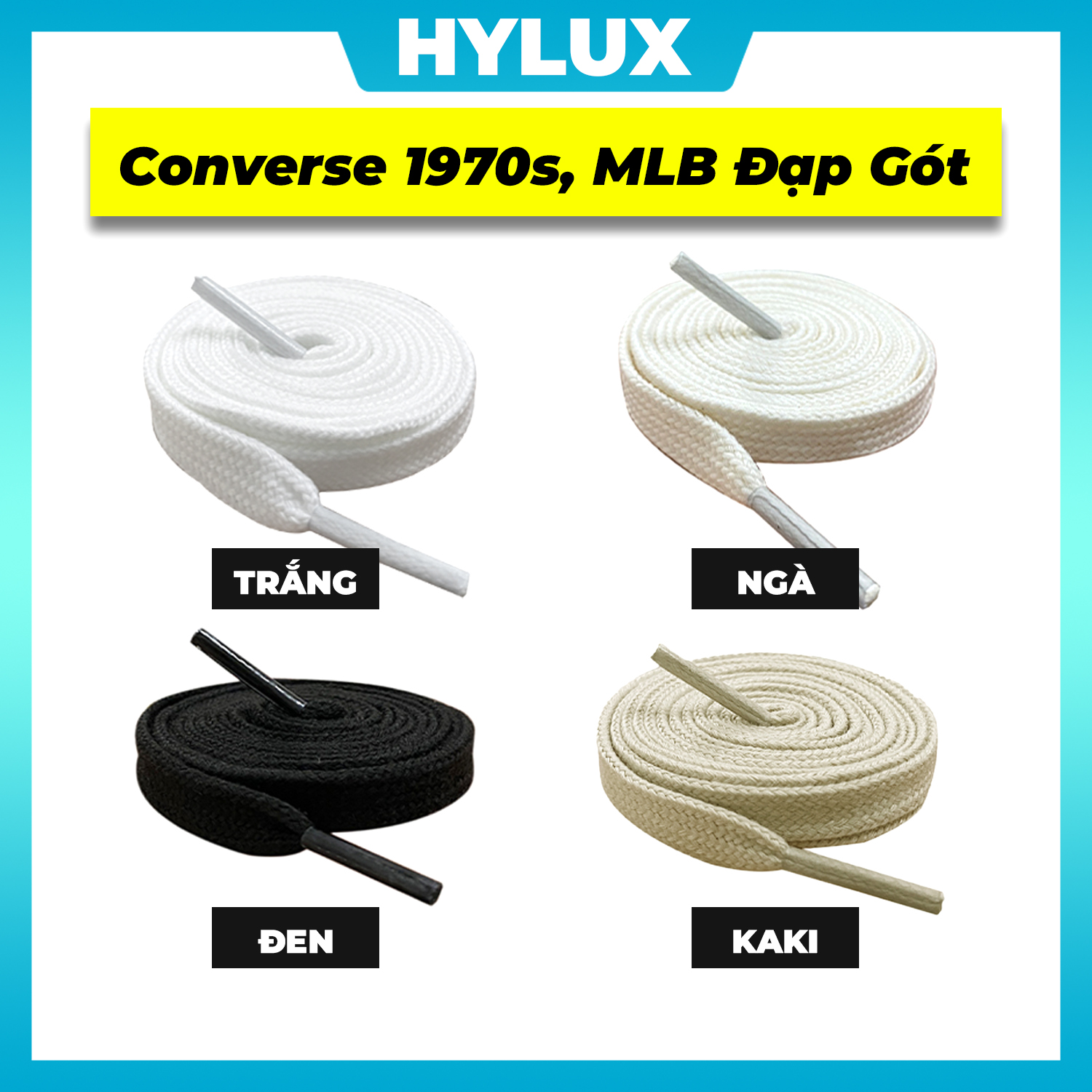Dây giày Converse 1970s cổ cao, cổ thấp, Mlb đạp gót loại xịn 4 màu - Dây giày thể thao